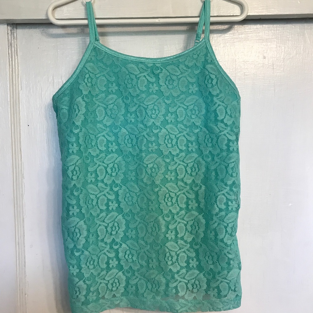 🌻5/$5!! EUC Mint/Teal Lace Layer Cami